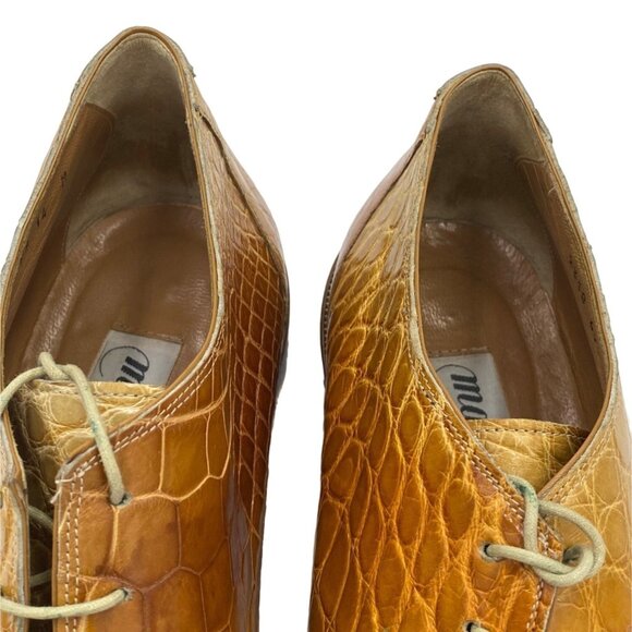Vintage Mauri Exotic Full Alligator Mens 14M Italian Tan Brown Honey Dress Shoes - Picture 13 of 14